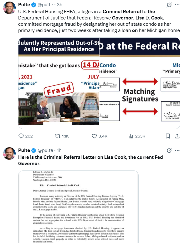 对美联储持续施压！特朗普呼吁美联储理事Lisa Cook辞职 - 图片1